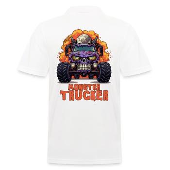 Monster Trucker: Monster Truck Skull - Men's Polo Shirt - white - Back - Kai (181cm)