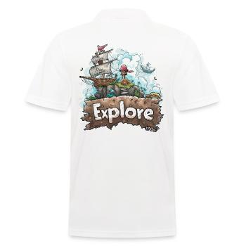 Holz-Piraten-Schiff und Insel-Entdecker - Männer Poloshirt - Weiß - Hinten - Kai (181cm)