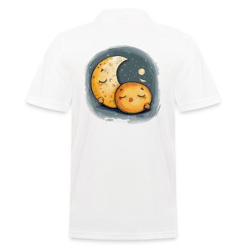 Sleepy Cookie and Moon - Men's Polo Shirt - white - Back - Kai (181cm)