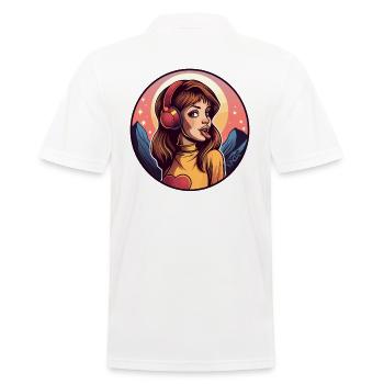 Fille d’anime avec des écouteurs de musique et des coeurs - Polo Homme - blanc - Dos - Kai (181cm)