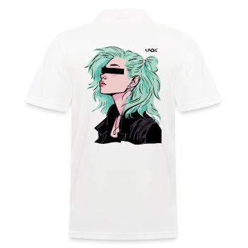 Anonymes Cartoon-Rocker-Mädchen - Männer Poloshirt - Weiß - Hinten - Kai (181cm)