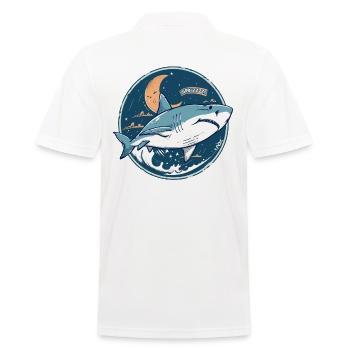 Schlafender Hai, aber Haie schlafen nicht - Männer Poloshirt - Weiß - Hinten - Kai (181cm)