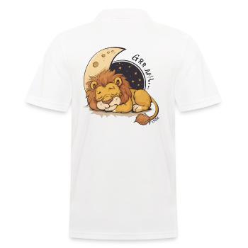Sleepy Lion on the Moon - Men's Polo Shirt - white - Back - Kai (181cm)
