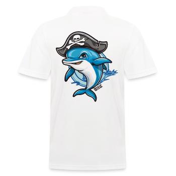 Cartoon Dolphin Pirate - Men's Polo Shirt - white - Back - Kai (181cm)