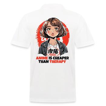 Anime ist günstiger als Therapie - Männer Poloshirt - Weiß - Hinten - Kai (181cm)