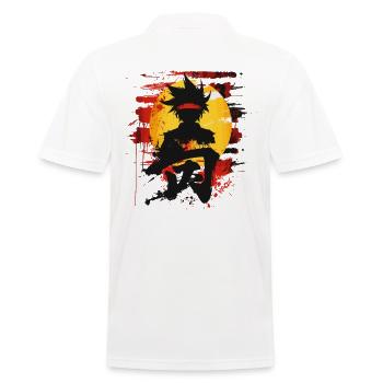 Martial Arts Japanese Abstract Anime - Men's Polo Shirt - white - Back - Kai (181cm)