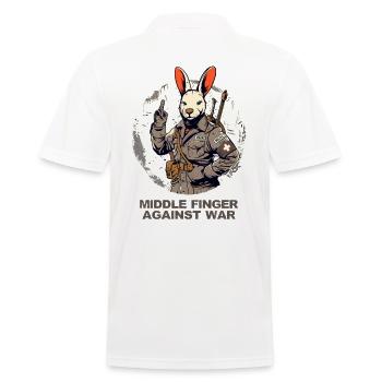 Sanitäter Hase: Krieg bekommt meinen Mittelfinger - Männer Poloshirt - Weiß - Hinten - Kai (181cm)