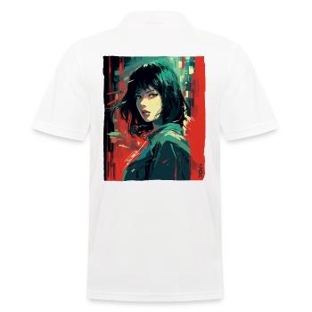 Fille japonaise : Street Art Anime - Polo Homme - blanc - Dos - Kai (181cm)