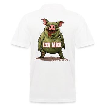 Grünes Lustiges Zombie-Schwein: Leck Mich - Männer Poloshirt - Weiß - Hinten - Kai (181cm)