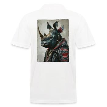 Patriotischer Punk-Nashorn - Männer Poloshirt - Weiß - Hinten - Kai (181cm)