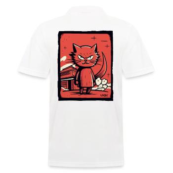 No Joy Angry, Funny Japanese Cat - Men's Polo Shirt - white - Back - Kai (181cm)