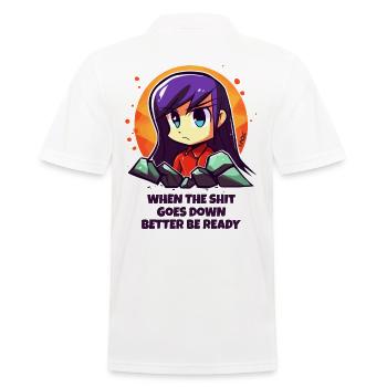 Fille d’anime en colère et drôle : mieux vaut être prêt - Polo Homme - blanc - Dos - Kai (181cm)