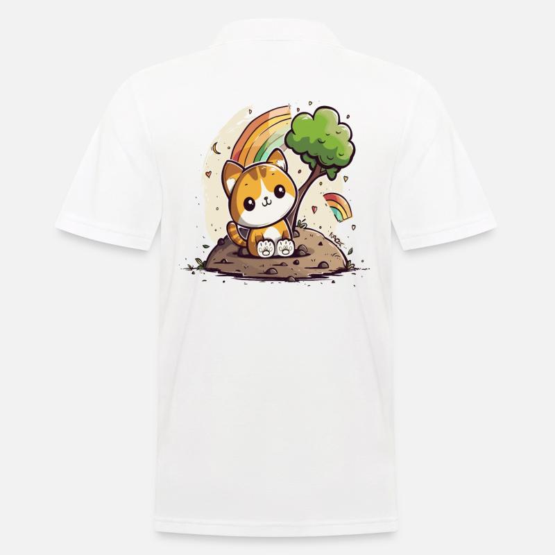 Chaton arc-en-ciel mignon - Polo Homme - blanc
