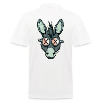 Durchgestrichene Augen als Brille: Lustiger Esel - Männer Poloshirt - Weiß - Hinten - Kai (181cm)