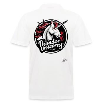 Lustige Sport-Logo-Parodie: Team Donner-Einhörner - Männer Poloshirt - Weiß - Hinten - Kai (181cm)