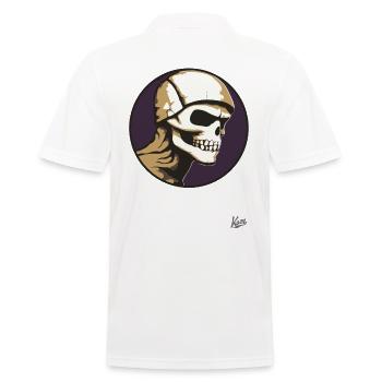 Abstrakte Kunst eines alten Totenkopf Schädel - Männer Poloshirt - Weiß - Hinten - Kai (181cm)