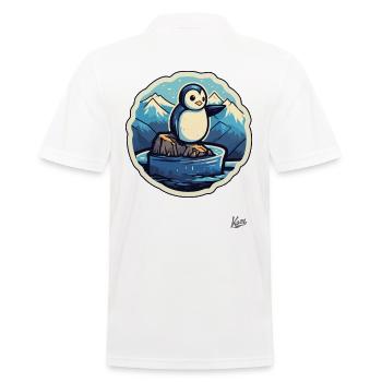 Niedlicher kleiner Pinguin auf einer Eisscholle - Männer Poloshirt - Weiß - Hinten - Kai (181cm)