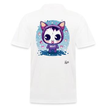 Lapins chaton chibi mignons de dessin animé : Bonjour - Polo Homme - blanc - Dos - Kai (181cm)