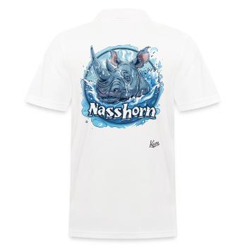 A Nasshorn: The Rhinoceros in the Water - Men's Polo Shirt - white - Back - Kai (181cm)
