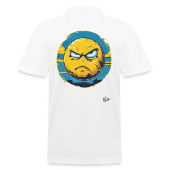 Gelbe und Blaue Wütende Ukrainische Sonne - Männer Poloshirt - Weiß - Hinten - Kai (181cm)