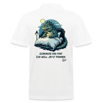 Kroko Alligator im Bett, Schnauze ich will pennen - Männer Poloshirt - Weiß - Hinten - Kai (181cm)