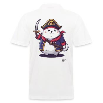 Fluffy Pet Pirate Cat - Men's Polo Shirt - white - Back - Kai (181cm)