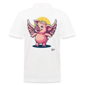 Cochon ange rose avec des ailes - Polo Homme - blanc - Dos - Kai (181cm)