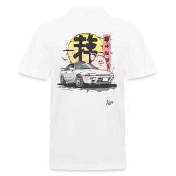 Un cochon amusant et une course de rue japonaise - Polo Homme - blanc - Dos - Kai (181cm)