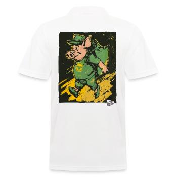 Cool, lustig und lächelnd: Retro Vintage Schwein - Männer Poloshirt - Weiß - Hinten - Kai (181cm)