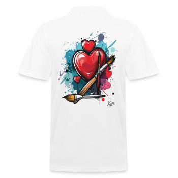 Painter's brushes and hearts for art - Men's Polo Shirt - white - Back - Kai (181cm)