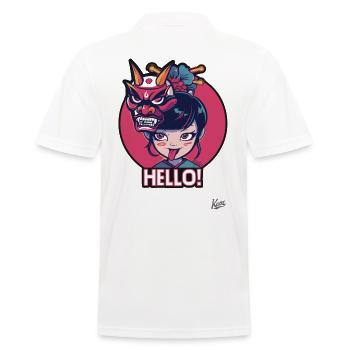 Fille japonaise avec masque Oni - Polo Homme - blanc - Dos - Kai (181cm)