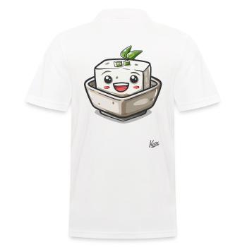 Kawaii Happy Tofu - Men's Polo Shirt - white - Back - Kai (181cm)