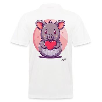 cochon chinchilla doux avec cœur et amour - Polo Homme - blanc - Dos - Kai (181cm)