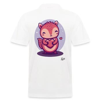 cute squirrel with heart and love - Men's Polo Shirt - white - Back - Kai (181cm)