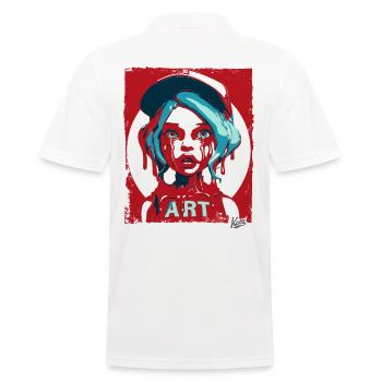 Streetart Mädchen mit Sauce und Kappe - Männer Poloshirt - Weiß - Hinten - Kai (181cm)