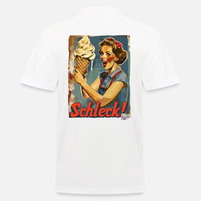 Liebe Dame mit riesigem Waffel-Eis - Männer Poloshirt - Weiß