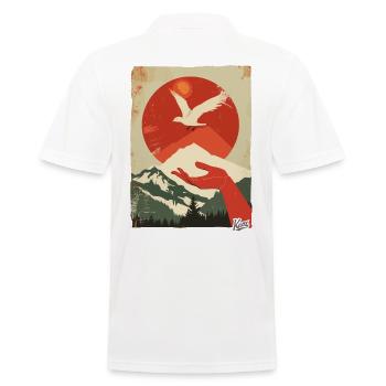 Se tenir la main : idylle montagneuse avec colombe de la paix - Polo Homme - blanc - Dos - Kai (181cm)