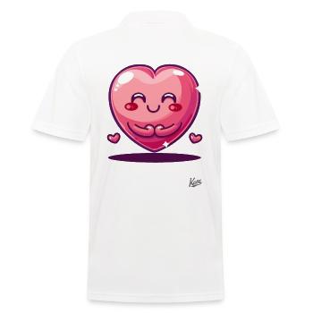 Kawaii Herzchen: Glücklich und Süß - Männer Poloshirt - Weiß - Hinten - Kai (181cm)