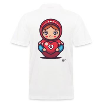 Poupée russe douce et heureuse avec cœur et amour - Polo Homme - blanc - Dos - Kai (181cm)