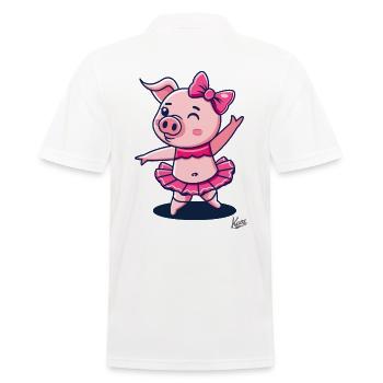 Niedliches Schweinchen Schwein als Ballerina - Männer Poloshirt - Weiß - Hinten - Kai (181cm)