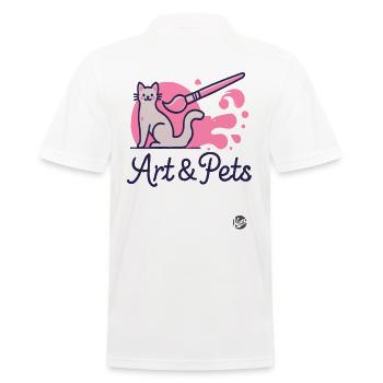 L’art et les animaux de compagnie : brosse et chat - Polo Homme - blanc - Dos - Kai (181cm)