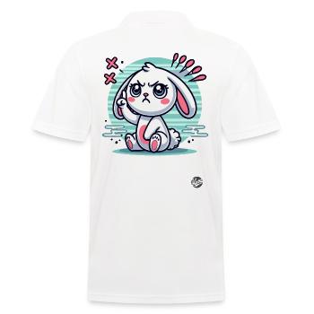 Süßer weißer Hase zeigt mit dem Finger - Männer Poloshirt - Weiß - Hinten - Kai (181cm)