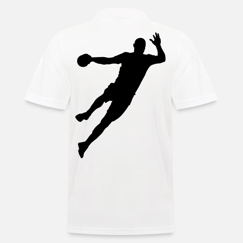 Handball Spieler Sprungwurf Geschenk - Männer Poloshirt - Weiß