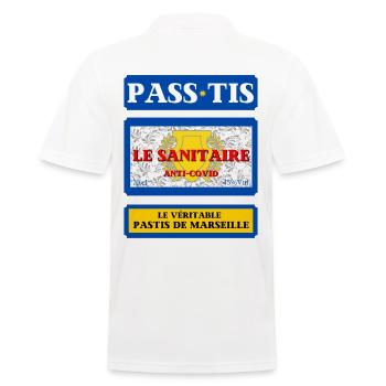 pass sanitaire pass tis pastis de marseille humour - Polo Homme - blanc - Dos - Kai (181cm)