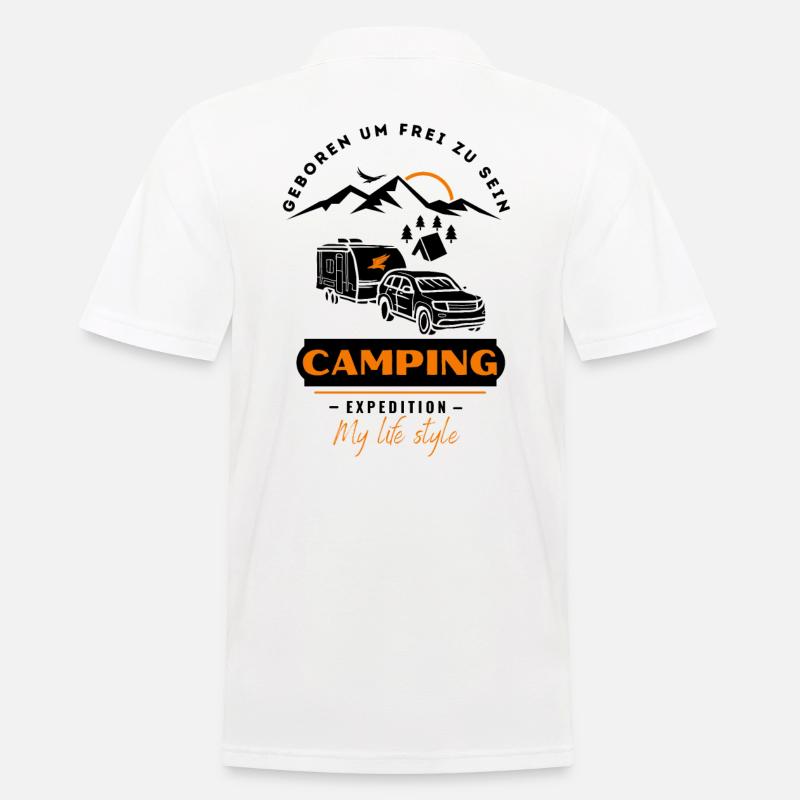 Camping-Wohnwagen & Camping Freunde - Männer Poloshirt - Weiß