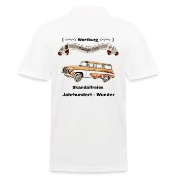 Wartburg Freunde - Ostalgie - Männer Poloshirt - Weiß - Hinten - Kai (181cm)