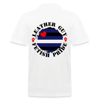 Leather Fetish Pride LGBT Gay Leather - Men's Polo Shirt - white - Back - Kai (181cm)
