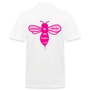 Rosa Biene - Männer Poloshirt - Weiß - Hinten - Kai (181cm)