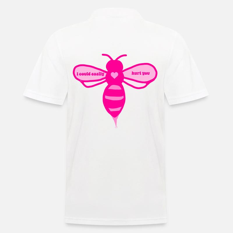 Rosa Biene - Männer Poloshirt - Weiß