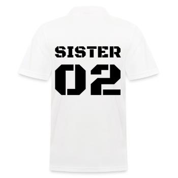 Design de t-shirt avec le lettrage « Sister 02 » - Polo Homme - blanc - Dos - Kai (181cm)
